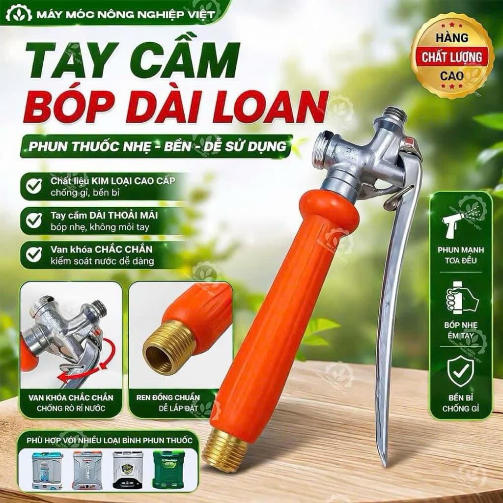 TAY BÓP CAM INOX BÌNH XỊT ĐIỆN PHUN THUỐCC ĐUÔI 2 ĐẦU RĂNG CAO CẤP
