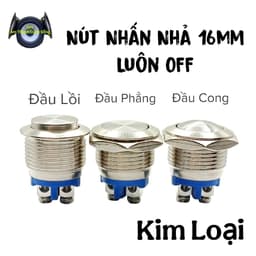 Công tắc Nhấn Nhả 𝟭𝟲𝗺𝗺 Luôn OFF 3A Kim Loại Chân Vít Nút Nhấn Tự Nhả Diy - 1