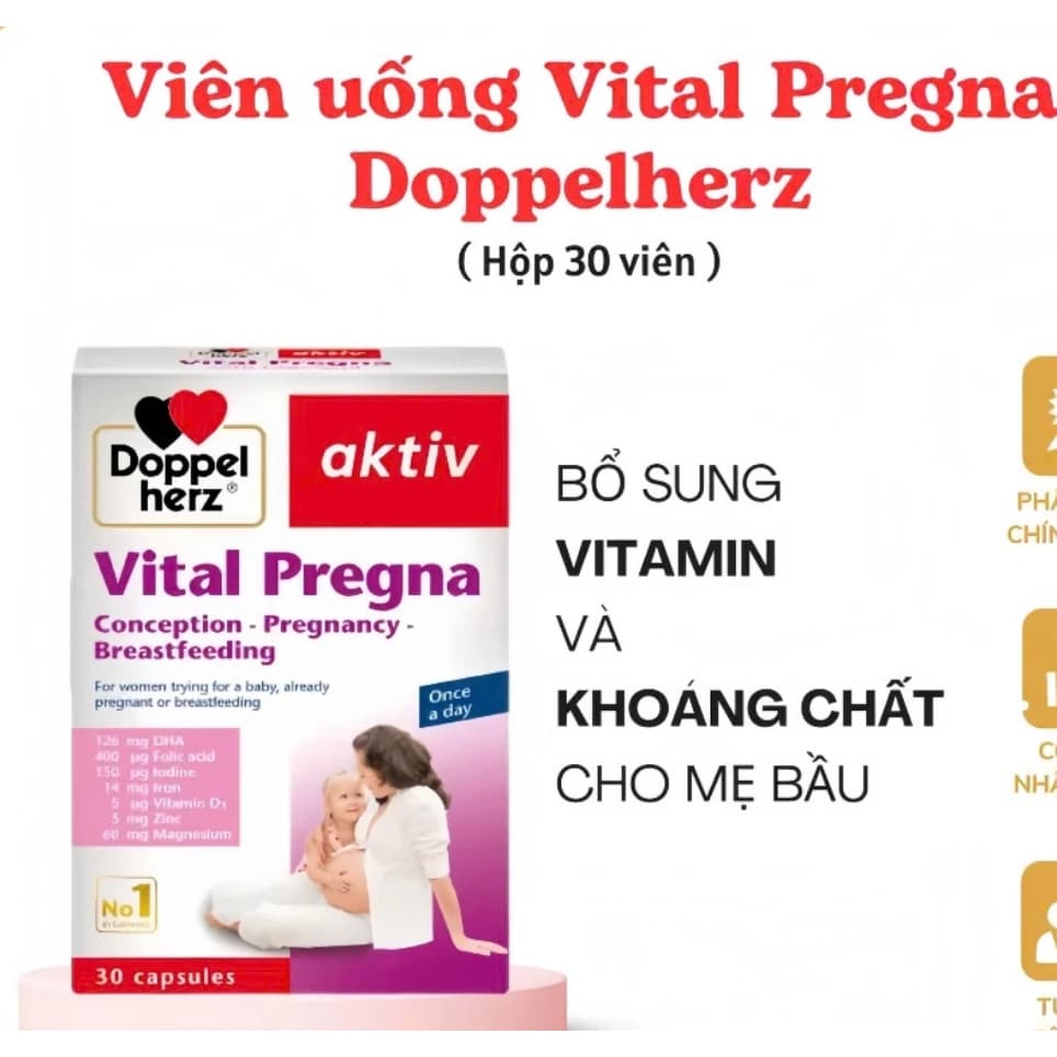 Doppelherz Vital Pregna (Hộp 30 viên) Viên uống vitamin bầu ,bổ sung vitamin và khoáng chất cho bà bầu <BUNBUN SHOP