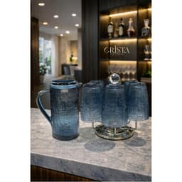 Bộ 6 Ly Cốc Thủy Tinh GOCHY 340ML Vân Lưới Dập Nổi Cao Cấp, Cốc Uống Nước Soda-Lime Dày Dặn Sang Trọng Màu Xanh Đỏ 3