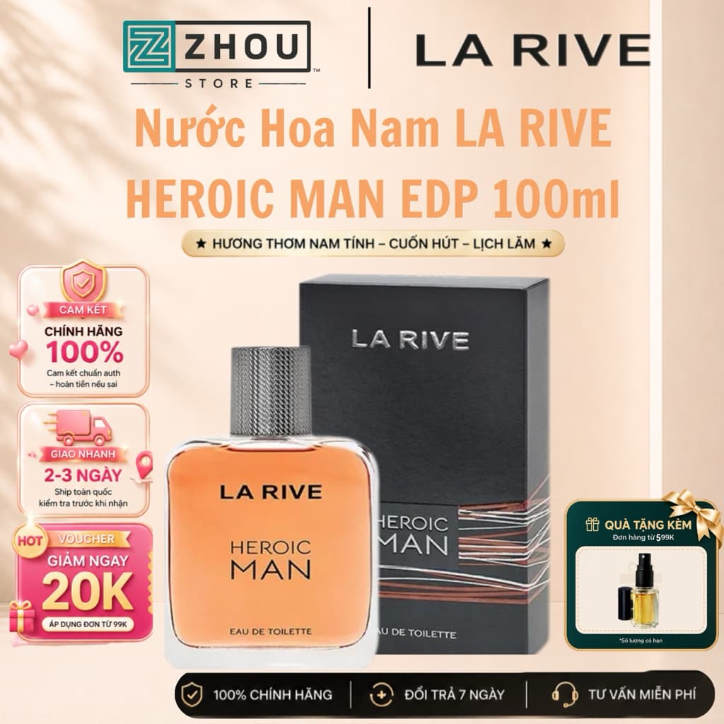 Nước Hoa Nam LA RIVE Heroic Man EDP 100ml Hương Thơm Nam Tính Lịch Lãm Lưu Hương Tốt