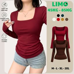 Áo Thun Nữ BIgsize Tay Dài LIMO Áo Phong Ôm Body Xinh Dễ Thương Mặc Nhà Đi Chơi Thun Tăm Lạnh MS3003 1