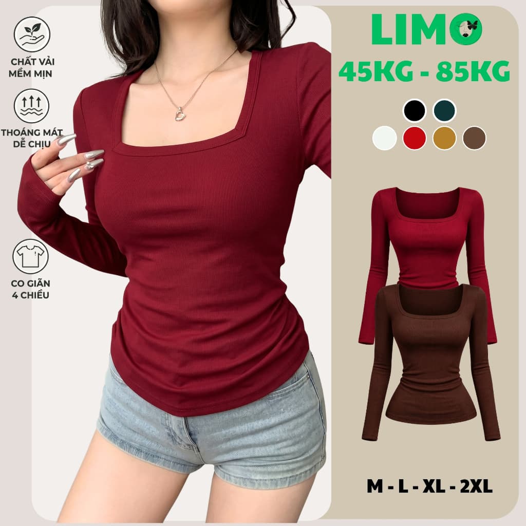 Áo Thun Nữ BIgsize Tay Dài LIMO Áo Phong Ôm Body Xinh Dễ Thương Mặc Nhà Đi Chơi Thun Tăm Lạnh MS3003
