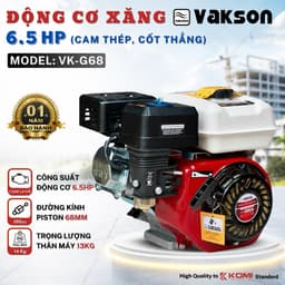 Động cơ xăng VAKSON 7.5HP cốt thẳng - Cam thép, dung tích xi lanh 210cc bảo hành 12 tháng 9