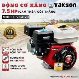 Động cơ xăng VAKSON 7.5HP cốt thẳng - Cam thép, dung tích xi lanh 210cc bảo hành 12 tháng 1