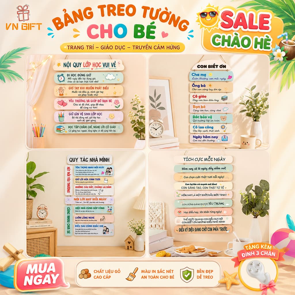 BẢNG GỖ TRANG TRÍ LỚP HỌC SIÊU DỄ THƯƠNG
