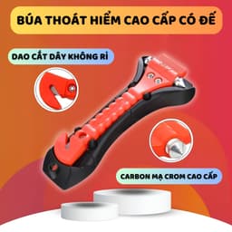 Búa thoát hiểm đục kiếng cao cấp có đế, búa cứu hộ an toàn cho xe hơi, búa phá kính ô tô, cửa sổ cắt dây an toàn 1