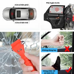 Búa thoát hiểm đục kiếng cao cấp có đế, búa cứu hộ an toàn cho xe hơi, búa phá kính ô tô, cửa sổ cắt dây an toàn 2