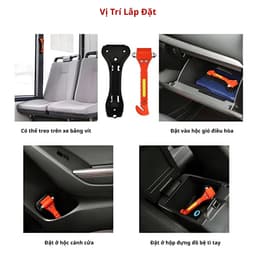 Búa thoát hiểm đục kiếng cao cấp có đế, búa cứu hộ an toàn cho xe hơi, búa phá kính ô tô, cửa sổ cắt dây an toàn 7