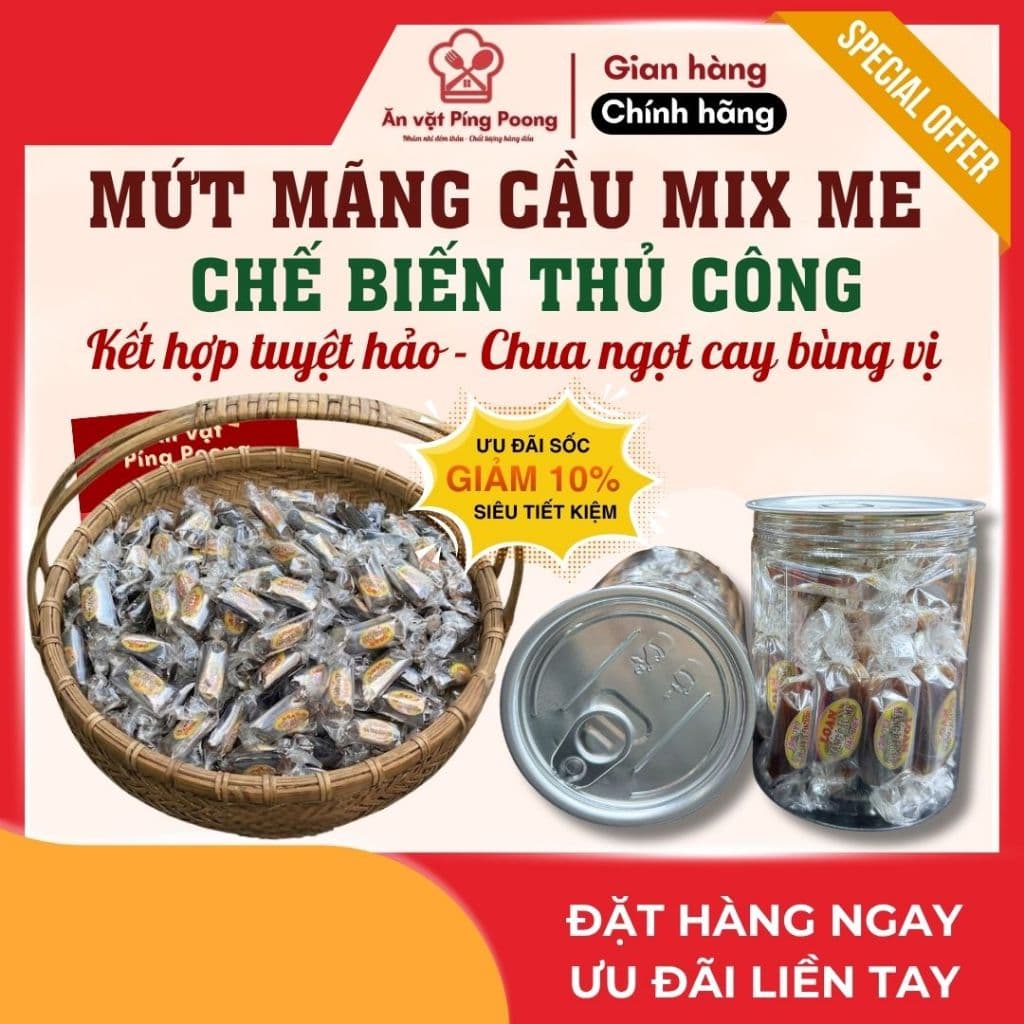 Mứt Mãng Cầu Me Loan Đặc Biệt, Mứt Qủa Na Mix Me Vị Chua Cay Ít Ngọt Có Hạt, Mứt Qùa Biếu Mứt Tết