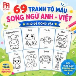 69 Hình Tô Màu Động Vật Cho Bé Tiếng Anh & Tiếng Việt - Đồ Chơi Giáo Dục Thông Minh Cho Bé - POMI 1