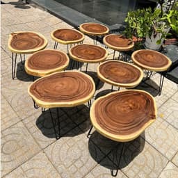Bàn Ghế Tròn Gỗ Me Tây Kèm Chân Sắt Hairpin, Ngồi Cafe, Bàn Trà, Quán Nước, Ban Công 9