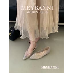 [Chân Gầy - Lùi 1 Size] Giày Búp Bê Mũi Nhọn MEYBANNI Đế Bệt Lưới Đính Đá Ngũ Sắc Siêu Sang Chảnh - C107 4