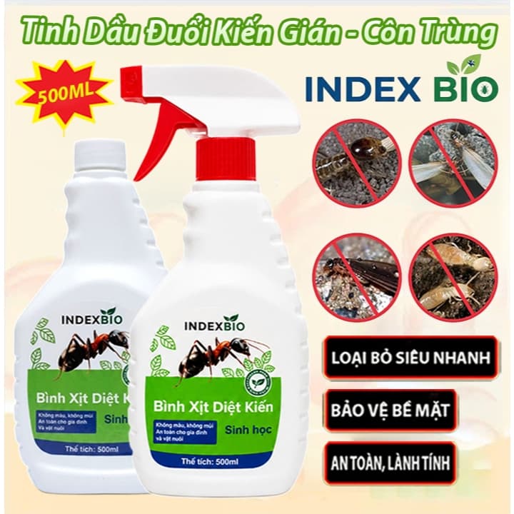 Xịt Kiến Gián Mối Mọt Đa Năng Sinh Học INDEXBIO 500ml – Loại Bỏ Côn Trùng Hiệu Quả, Lành Tính