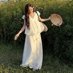 Áo Babydoll Thô Boi Phối Tơ Tay Bồng Cổ Tim Dáng Bí Ngô Phong Cách Tiểu Thư Ro119 8