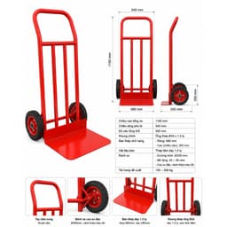 Xe đẩy hàng 2 bánh cao su đặc  (4 nan dọc ) dùng đẩy chở hàng hóa tải trọng 250kg , tiện lợi sử dụng trong mọi công việc 4