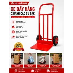 Xe đẩy hàng 2 bánh cao su đặc  (4 nan dọc ) dùng đẩy chở hàng hóa tải trọng 250kg , tiện lợi sử dụng trong mọi công việc 2