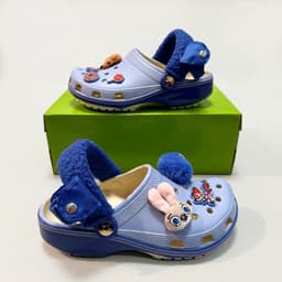 Dép sục nam nữ Zootopia 2 phi vụ động trời màu xanh blue nhạt, dép sục hoạt hình zootopia người lớn kèm charm y hình 4