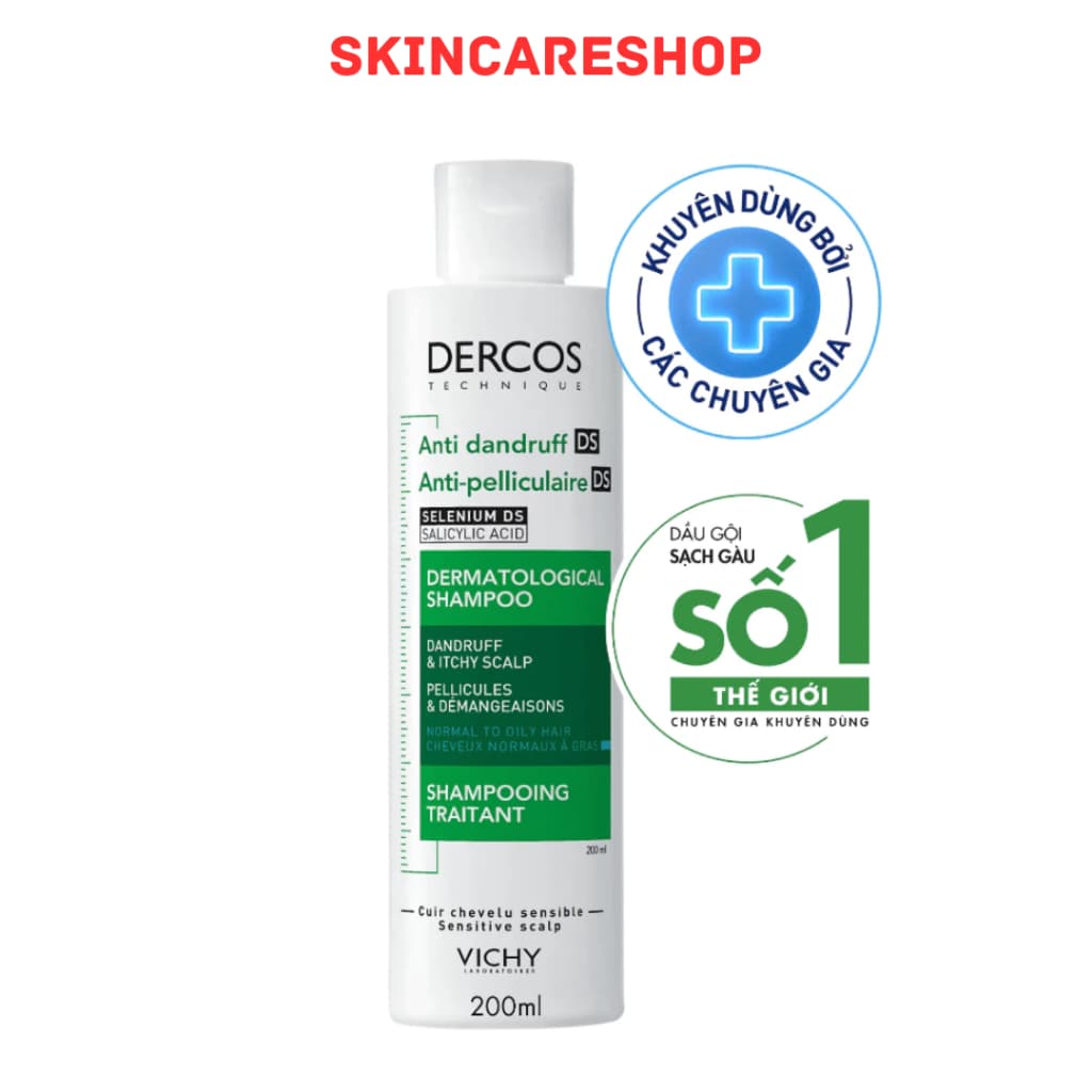 Dầu gội sạch gàu Dercos VICHY 100% chỉ sau 1 lần gội dành cho da dầu & ngứa 200ml SKINCARESHOP