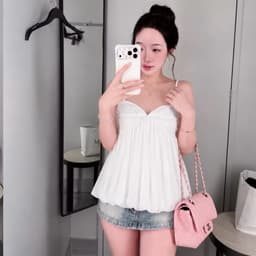 | BIG SIZE  | Áo bí tơ phối ren cách điệu TRANG CLOTHING Áo dáng xòe chuẩn hàng cao cấp  ÁO TƠ 2 LỚP MỎNG XUYÊN THẤU NHẸ 4