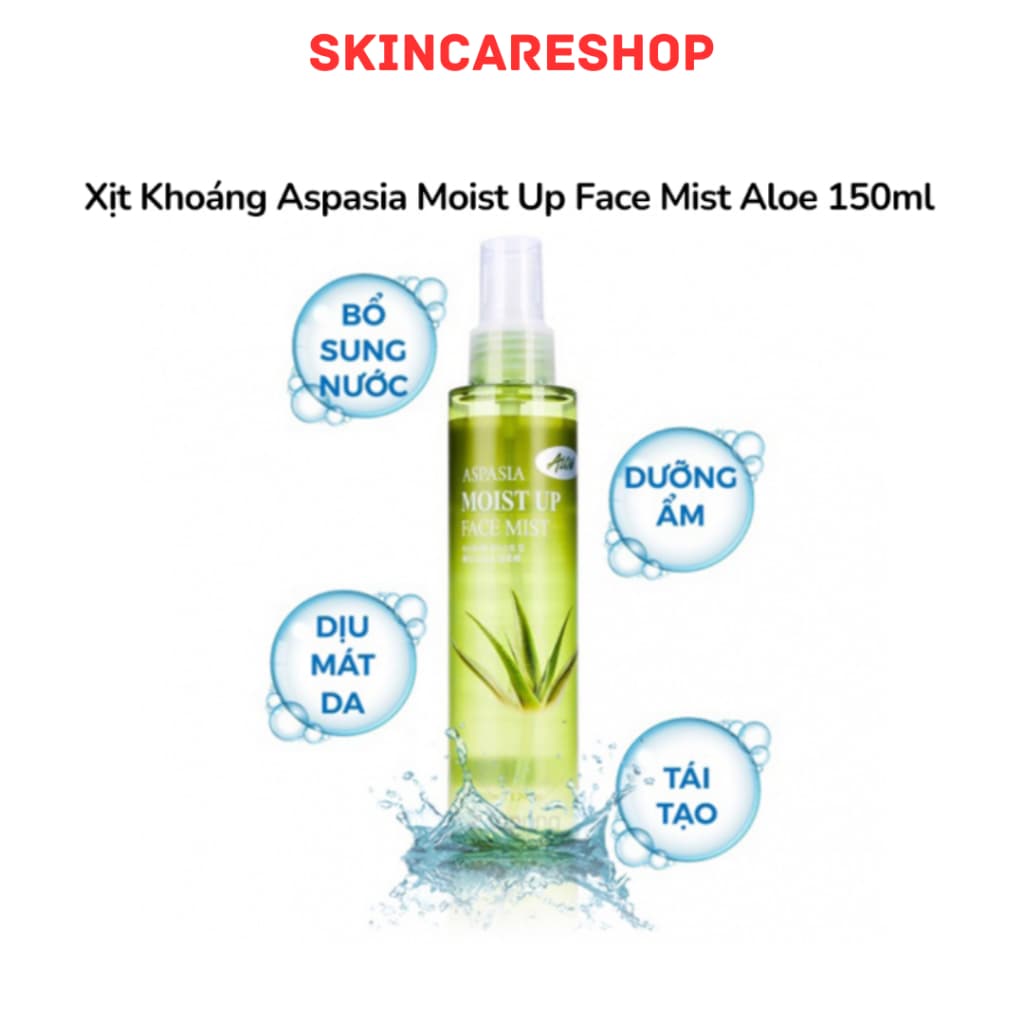 Xịt Khoáng Aspasia Moist Up Face Mist Aloe 150ml