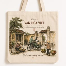 Túi tote có khóa Nghệ Thuật Văn Hóa Việt túi vải canvas Nghệ Thuật Việt Nam kích thước 35x40cm tota0316 6