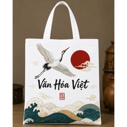 Túi tote có khóa Nghệ Thuật Văn Hóa Việt túi vải canvas Nghệ Thuật Việt Nam kích thước 35x40cm tota0316 3