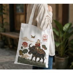 Túi tote có khóa Nghệ Thuật Văn Hóa Việt túi vải canvas Nghệ Thuật Việt Nam kích thước 35x40cm tota0316 9