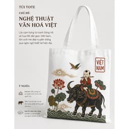 Túi tote có khóa Nghệ Thuật Văn Hóa Việt túi vải canvas Nghệ Thuật Việt Nam kích thước 35x40cm tota0316 8