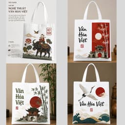 Túi tote có khóa Nghệ Thuật Văn Hóa Việt túi vải canvas Nghệ Thuật Việt Nam kích thước 35x40cm tota0316 1