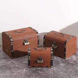 Hộp đựng đồ có khóa rương gỗ 4 size phong cách cổ trang phụ kiện trang trí chụp ảnh 2