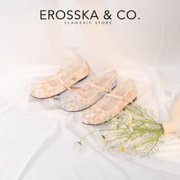 [EROSSKA] [Form 1.5] - Giày búp bê nữ balletcore lưới phối hoa quai ngang kiểu dáng basic màu kem - EL125 9