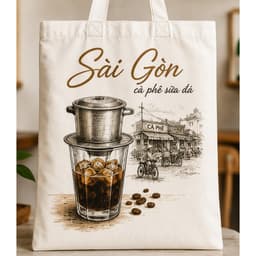 Túi tote có khóa VIỆT NAM túi vải canvas hình kỉ niệm Hà Nội - Sài Gòn - Hội An đeo vai kích thước 35x40cm tota0317 7