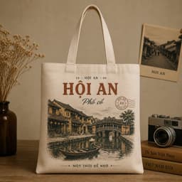 Túi tote có khóa VIỆT NAM túi vải canvas hình kỉ niệm Hà Nội - Sài Gòn - Hội An đeo vai kích thước 35x40cm tota0317 9