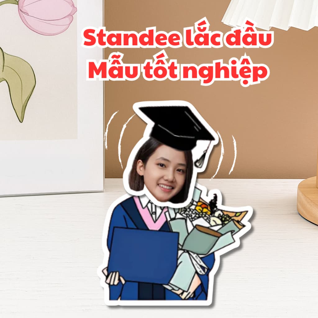 Quà tốt nghiệp, quà tặng học sinh - standee lắc đầu in theo yêu cầu hoạ tiết tốt nghiệp dễ thương