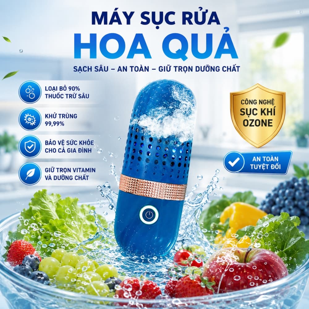 [XẢ KHO] Máy Rửa Rau Quả Donlim, Máy Tiệt Trùng, Khử Thuốc Trừ Sâu Tự Động Bằng Công Nghệ Điện Phân