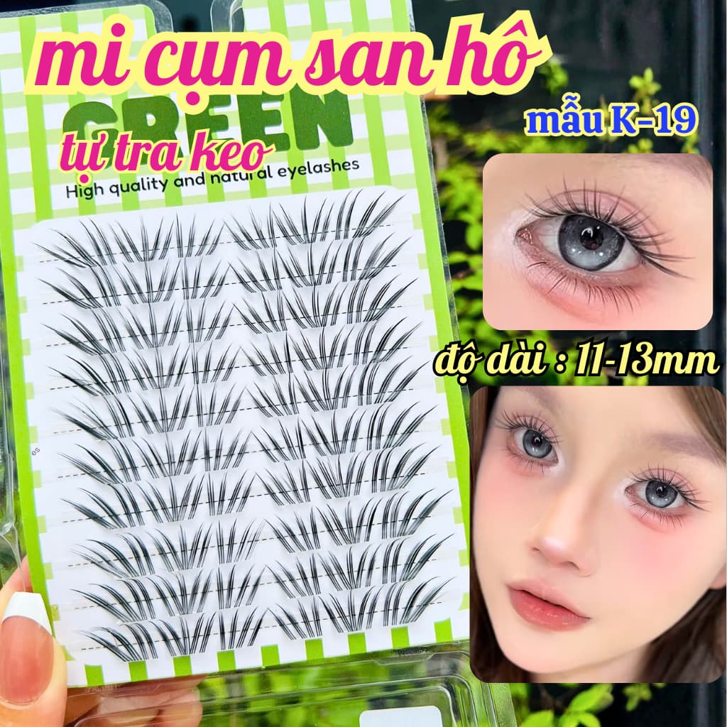 Mi Cụm San Hô K19 Xòe Ôm Dáng Mắt Độ Dài 11-13mm GREEN Thủy Mi