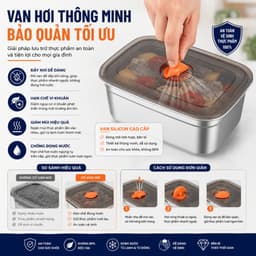 Combo 5/10 Hộp Đựng Thực Phẩm Inox 304 Cao Cấp, Nắp Hút Chân Không Kín Mùi, Chống Tràn 1200ML/1500ML 2
