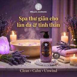 Sữa Tắm Tẩy Tế Bào Chết 2In1 Hello Morning Hương Hoa Lavender 500ml - Muối Biển, Sáng Da Mịn Màng 8