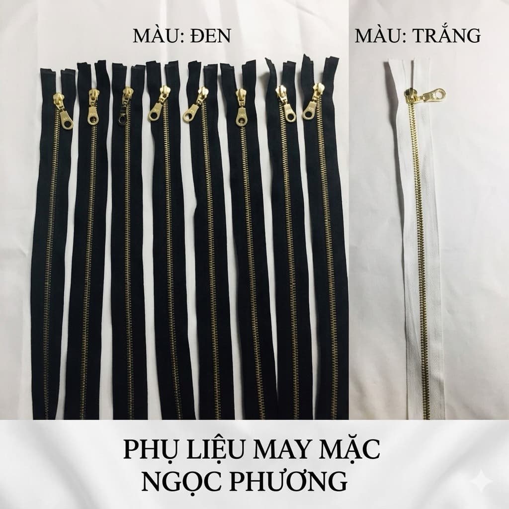 Dây kéo khoá đồng HKK răng#5 dài 50cm 70cm chuyên thay áo da xịn