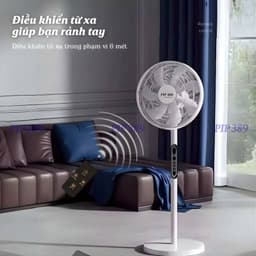 Quạt Cây Đứng Điện Tử 7 Cánh PIP 389, Quạt Điện Tử 8 Chế Độ Hẹn Giờ Thông Minh, Điều Khiển Từ Xa 7