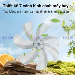 Quạt Cây Đứng Điện Tử 7 Cánh PIP 389, Quạt Điện Tử 8 Chế Độ Hẹn Giờ Thông Minh, Điều Khiển Từ Xa 8