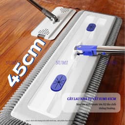 Cây Lau Nhà Tự Vắt SUMI Mẫu Mới Bàn Lau Lớn 45cm, Chổi Lau Nhà San Hô Xoay 360 Độ Thông Minh SH4C 3