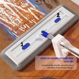 Cây Lau Nhà Tự Vắt SUMI Mẫu Mới Bàn Lau Lớn 45cm, Chổi Lau Nhà San Hô Xoay 360 Độ Thông Minh SH4C 6