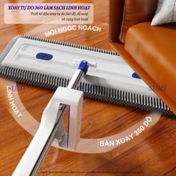 Cây Lau Nhà Tự Vắt SUMI Mẫu Mới Bàn Lau Lớn 45cm, Chổi Lau Nhà San Hô Xoay 360 Độ Thông Minh SH4C 5