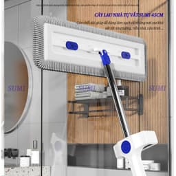 Cây Lau Nhà Tự Vắt SUMI Mẫu Mới Bàn Lau Lớn 45cm, Chổi Lau Nhà San Hô Xoay 360 Độ Thông Minh SH4C 8