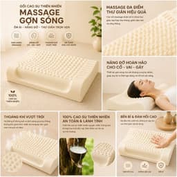 Gối Cao Su Thiên Nhiên Gợn Sóng Massage Aniva Home - Gối Ngủ Thoáng Khí, Hỗ Trợ Cổ Vai Gáyo 3