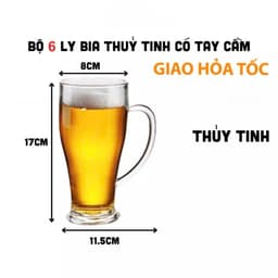 Bộ 6 Cốc Thủy Tinh Uống Bia Hơi Hà Nội, Cốc Thủy Tinh Cỡ Lớn 5