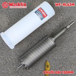 Mũi rút lõi có định tâm WORKFIX WF-RL63M, Kích thước 63x155mm, Chuôi dài 13cm, Có rãnh thoát phôi 4