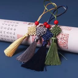 (COMBO 5) ĐỒNG TÂM KẾT HẠT ĐỎ TUA RUA NGẮN - Set Dây Treo Cổ Trang Trang Trí Ngày Tết May Mắn Xinh Xắn 3